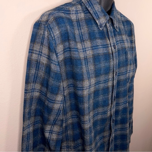 Medium Weatherproof Mens Blue Flannel Button Up Long Sleeve Cotton Blend - Picture 10 of 16